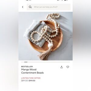 Pottery Barn -New in the box still in packaging mango wood beads .